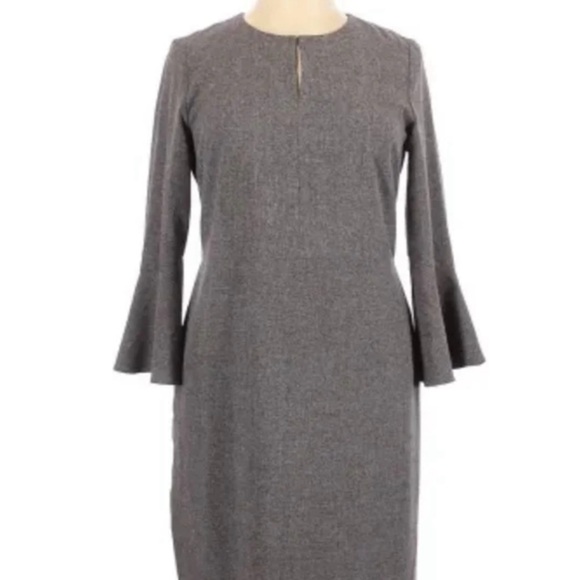 Ann Taylor Dresses & Skirts - Ann Taylor Bell Sleeve Heather Gray Knee Length Grey Dress, 10P, Lined